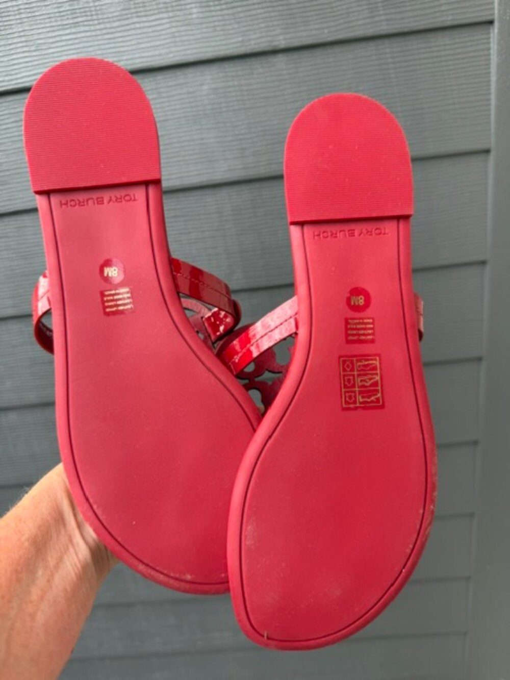 Tory Burch Designer Miller Red Patent Leather Sandals Flip Flop Thong 8 - Picture 6 of 8